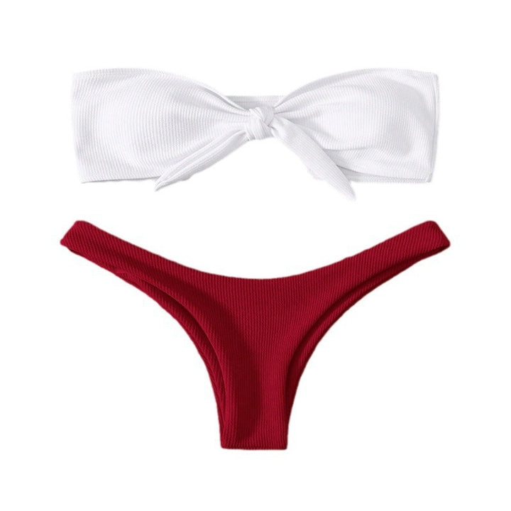 Dame bikini-sæt med bandeau top og høj benudskæring Stilla