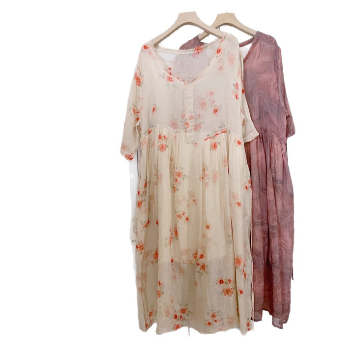 Femme Let Blomstret Midi Kjole Stilla