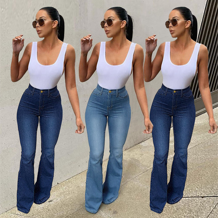 Dame Flared Jeans i elegant høj-talje stil med figurformende effekt og moderigtig snit Stilla