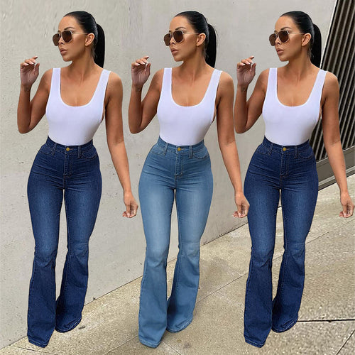 Dame Flared Jeans i elegant høj-talje stil med figurformende effekt og moderigtig snit Stilla