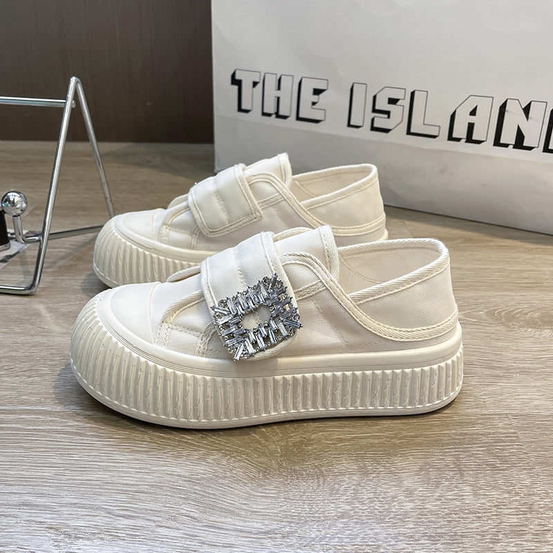Dame Sneakers med moderne design og strassbesat velcro Stilla