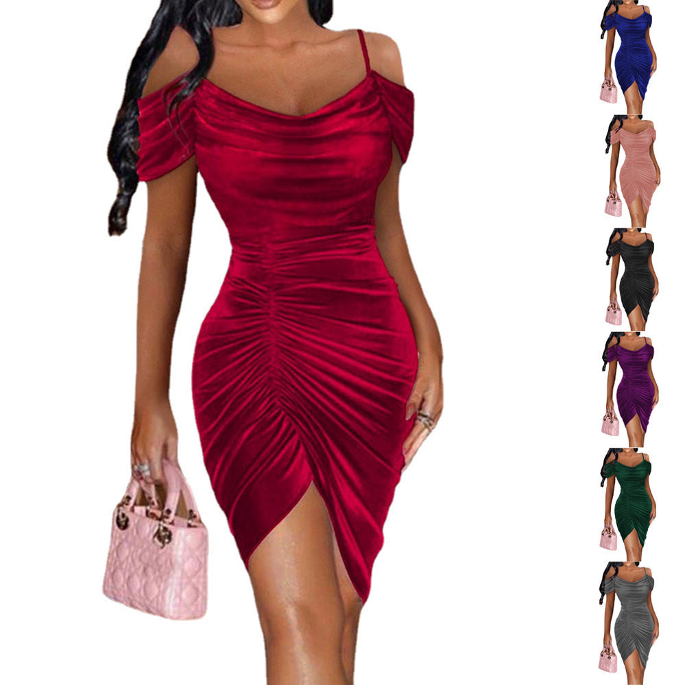 Dame Smart Cocktailkjole med Off-Shoulder-design og Drapering Stilla
