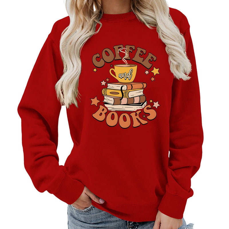 Dame sweatshirt med kreativ kaffe bog design Stilla