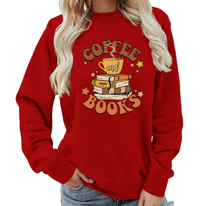 Dame sweatshirt med kreativ kaffe bog design Stilla
