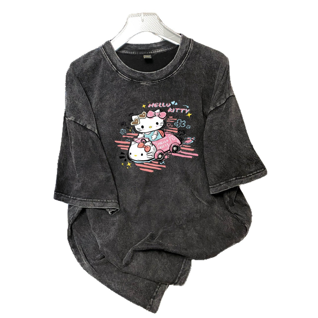Dame Oversized T-shirt med Hello Kitty motiv Stilla