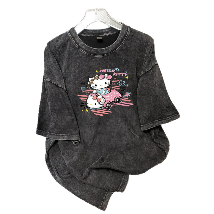 Dame Oversized T-shirt med Hello Kitty motiv Stilla