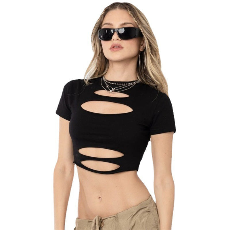 Dame cropped top med cut-out-design Skovae
