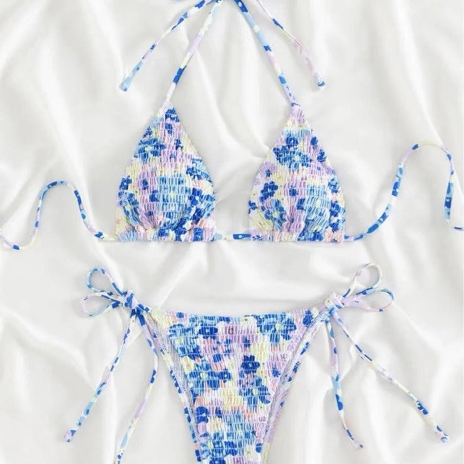 Dame Triangel-Bikini-Sæt med justerbare bindebånd og elastisk stof Stilla