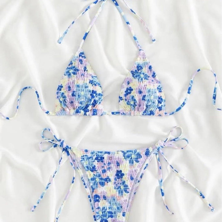 Dame Triangel-Bikini-Sæt med justerbare bindebånd og elastisk stof Stilla