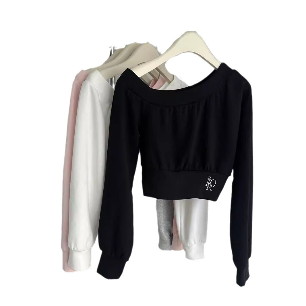Dame Cropped Langærmet Sweatshirt med elegante Puffærmer Stilla