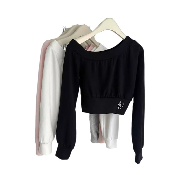 Dame Cropped Langærmet Sweatshirt med elegante Puffærmer Stilla