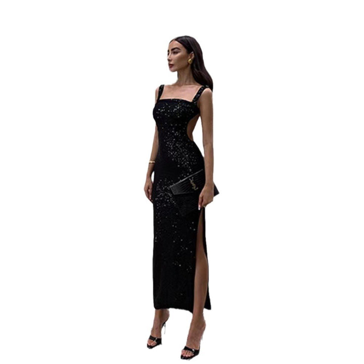 Dame Pailletter-Maxi-Kjole med elegant silhuet og raffinerede draperingseffekter Stilla