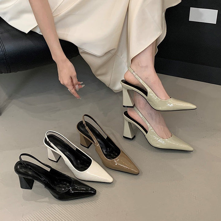 Dame Smart Spidse Slingback-Hæle med skulptureret Blokhæle Stilla