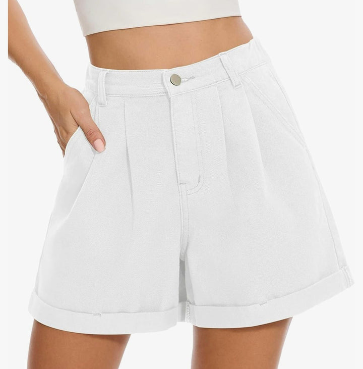 Dame højtaljerede folded shorts Stilla