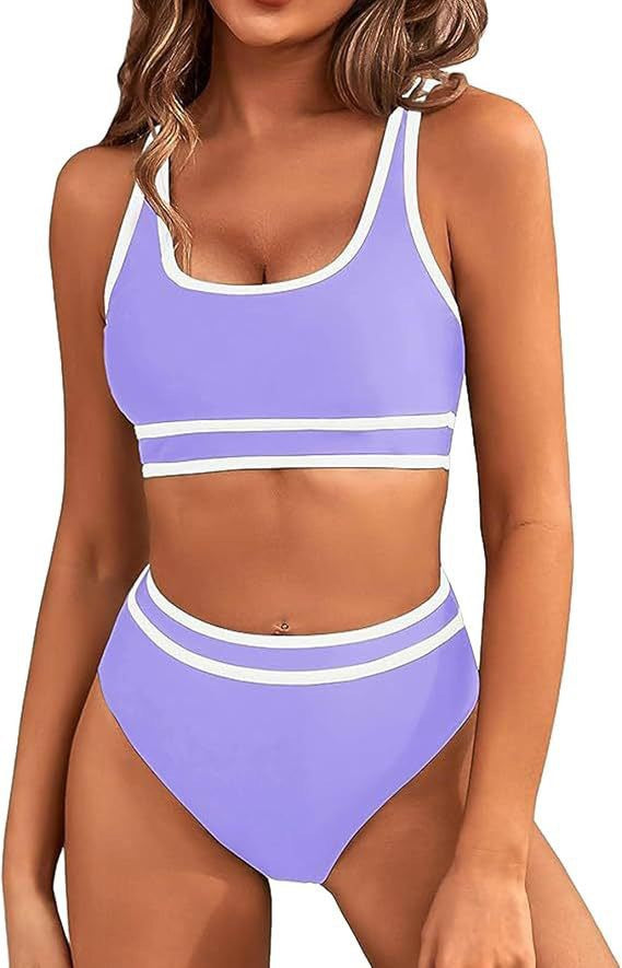 Damer Sporty Bikini-sæt med højtaljede bukser og brede stropper Stilla