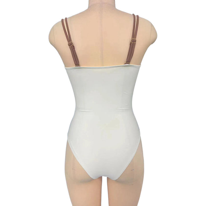 Dame Elegant Bandeau-badedragt med rynker og smykkedetaljer Skovae
