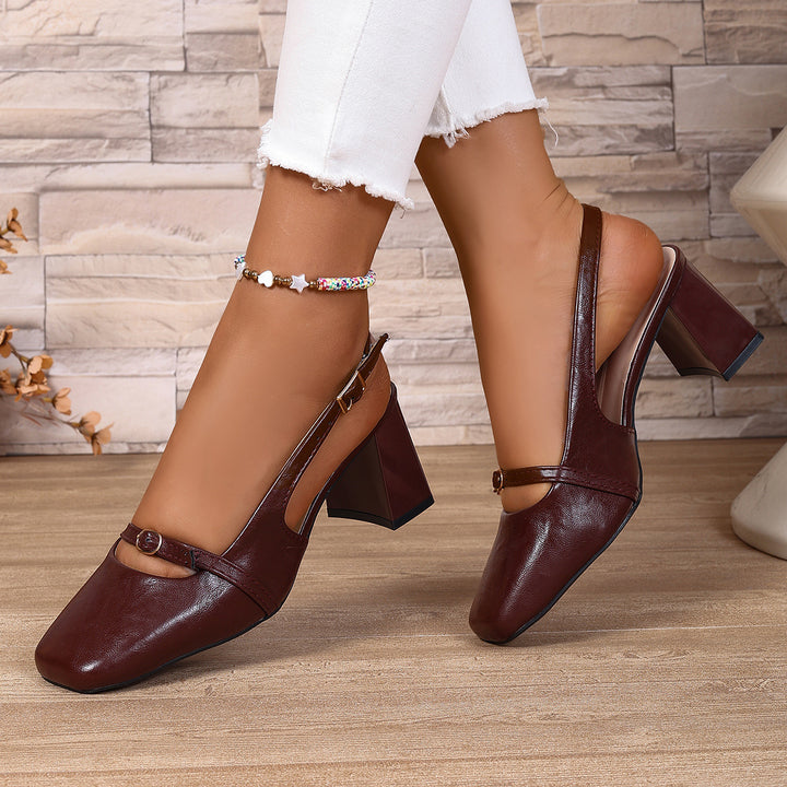 Dame Slingback Pumps med firkantet tåform og elegant hælhøjde Stilla