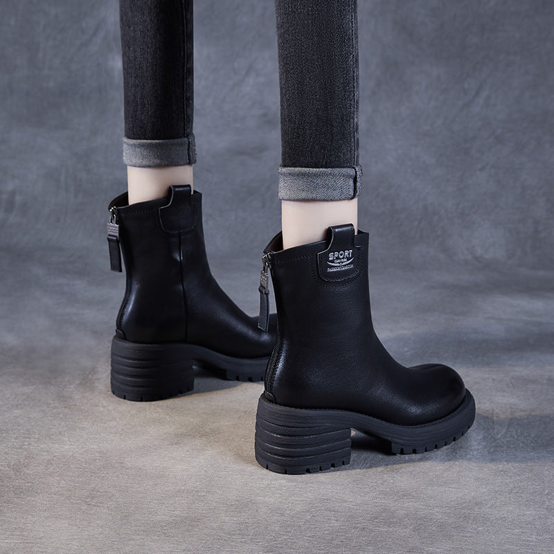 Dame Sleek Mid-Calf Blokhæl Støvler med vejrbestandigt design Stilla
