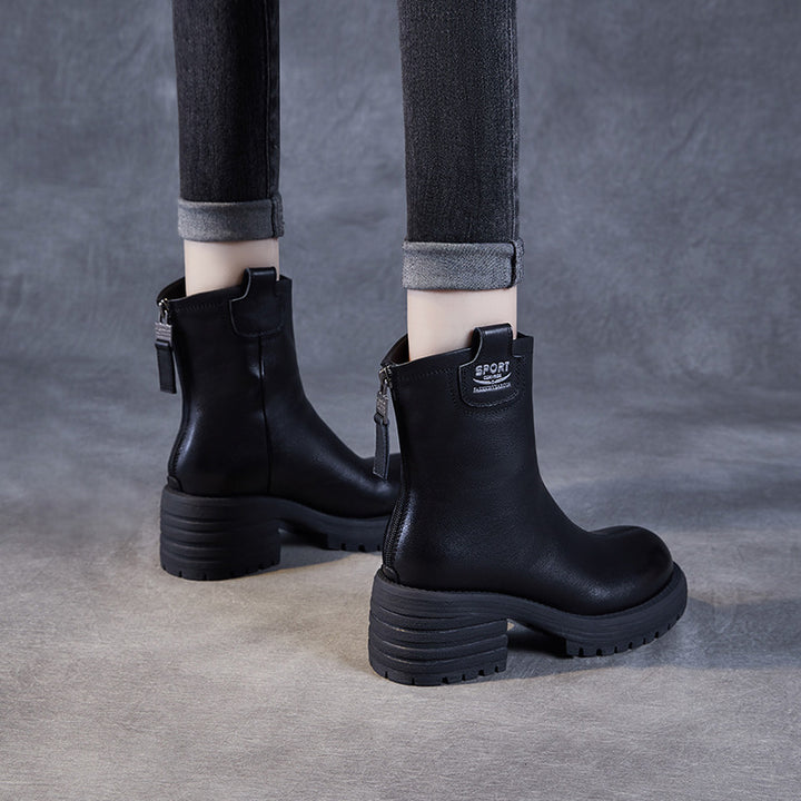 Dame Sleek Mid-Calf Blokhæl Støvler med vejrbestandigt design Stilla