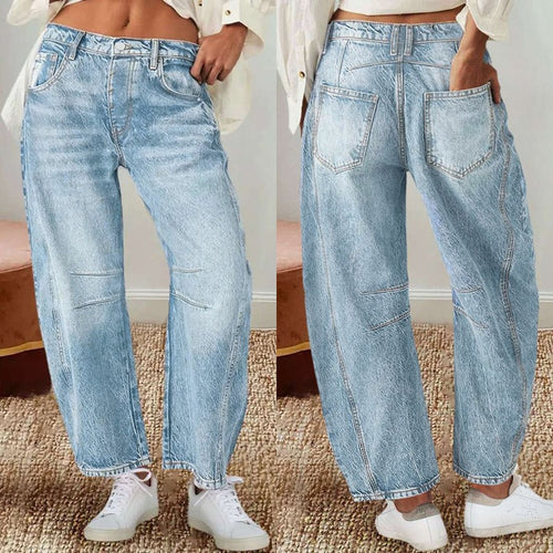 Dame Bekvemme Boyfriend Jeans med afslappet snit og modige detaljer Stilla