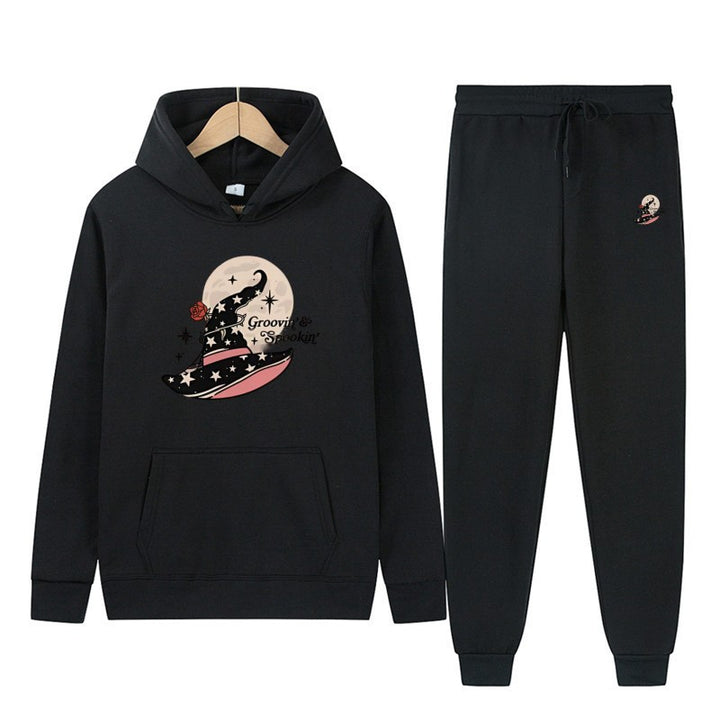 Dame Hoodie Sweatshirt og Joggingbukser Sæt med Cool Halloween Design Skovae