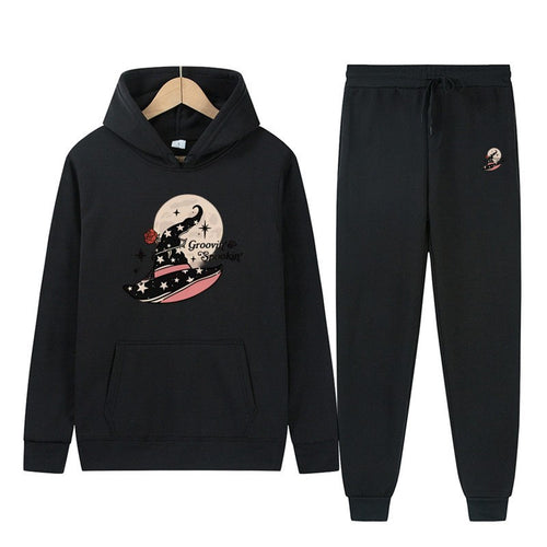 Dame Hoodie Sweatshirt og Joggingbukser Sæt med Cool Halloween Design Skovae