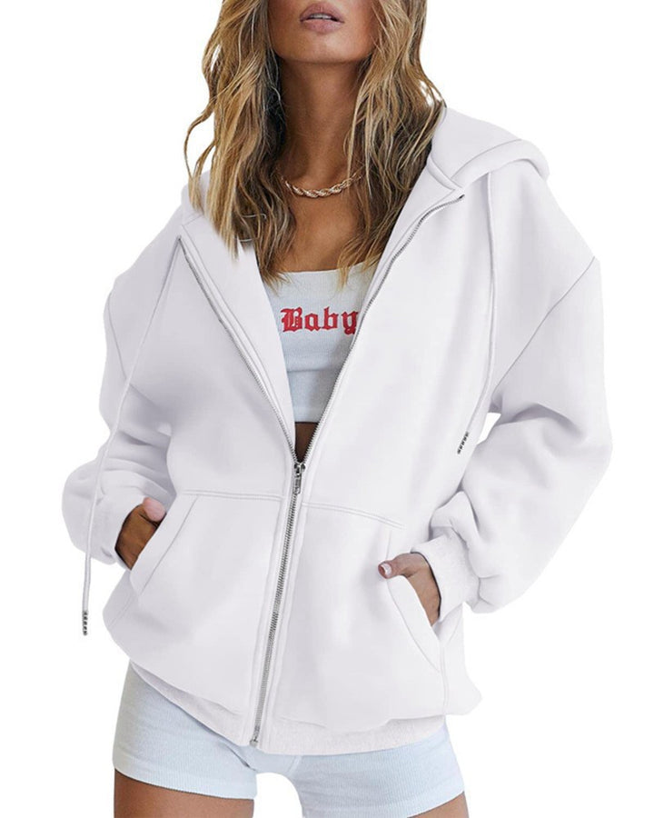Dame oversized hoodie jakke med praktiske lommer Skovae
