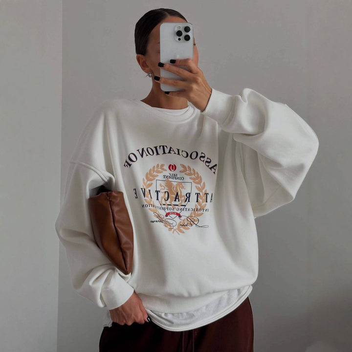 Kvinders sweatshirt med kreativ tekst og oversized pasform Stilla