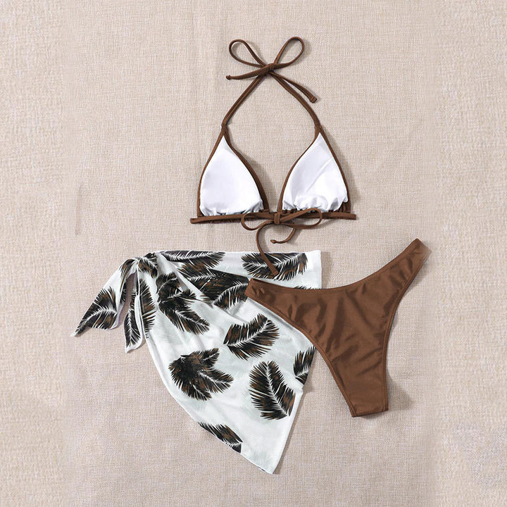Dame Triangle-Bikini med en elegant indpakket nederdel Skovae