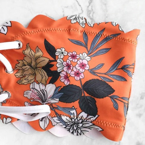 Dame Floral Snøre-Bikini-Sæt Stilla