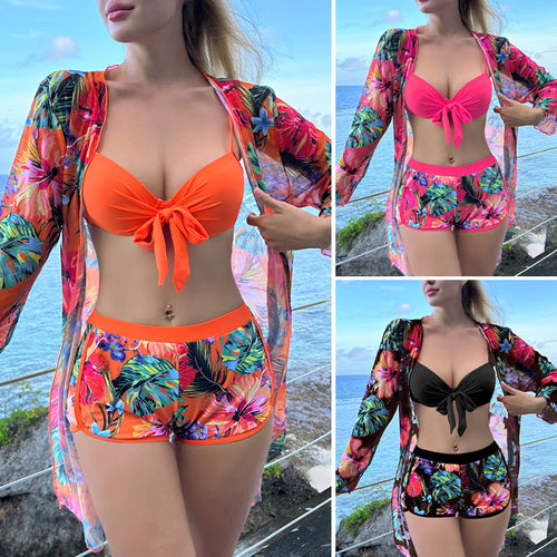 Dame bikiniset med blomstret kimono Stilla