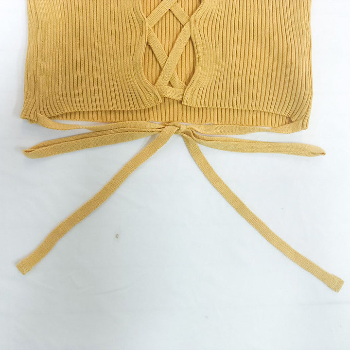 Dame cropped top med raffinerede bindebånd Stilla