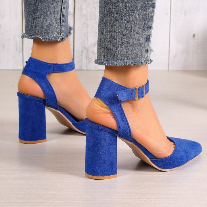 Dame elegante Slingback-pumps med blokhæl og justerbar rem Stilla