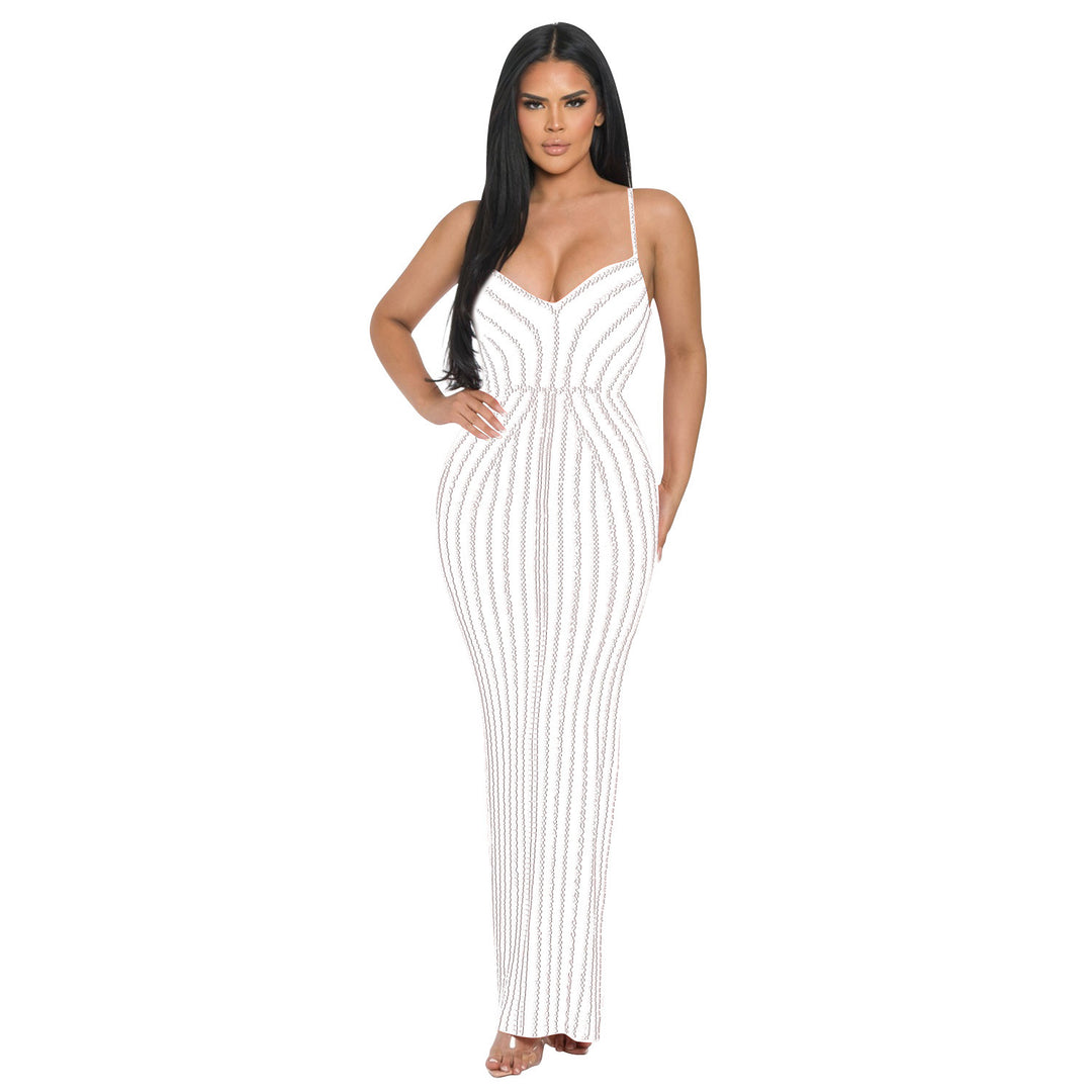 Dame Elegante Stripet Maxikjole Stilla