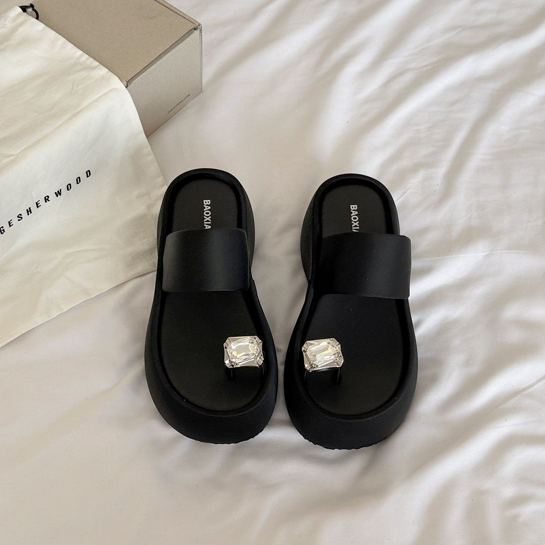 Femme Stilfulde Slide Sandaler med Ædelsten Detalje Stilla