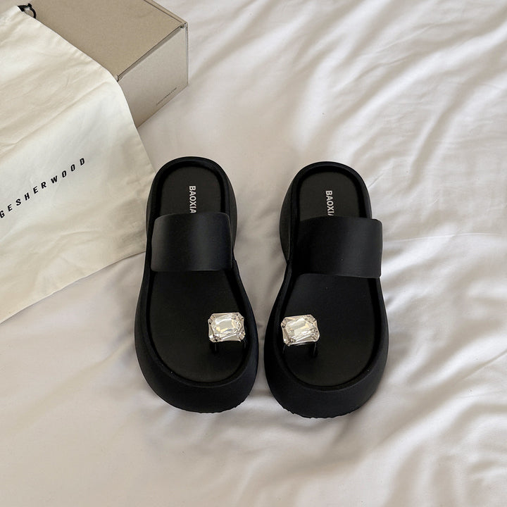 Femme Stilfulde Slide Sandaler med Ædelsten Detalje Stilla