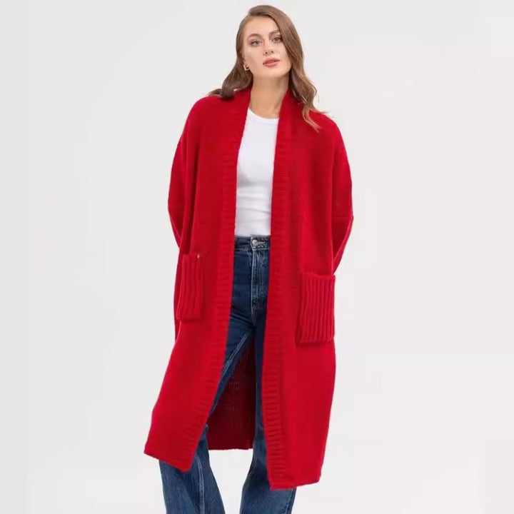Dame Behagelig Strikfrakke med store lommer og oversized pasform Stilla