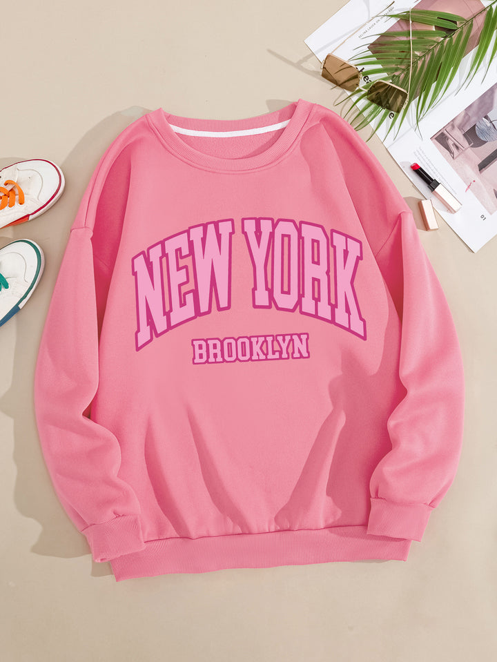 Kvindernes afslappede sweater med iøjnefaldende NYC print Skovae