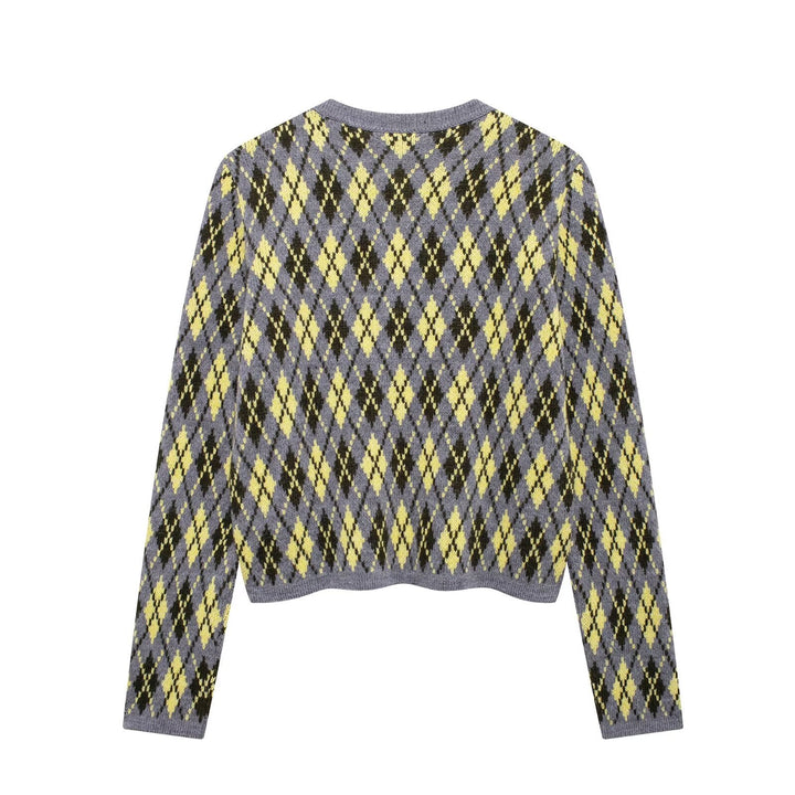Femme Argyle-mønster strikcardigan Stilla