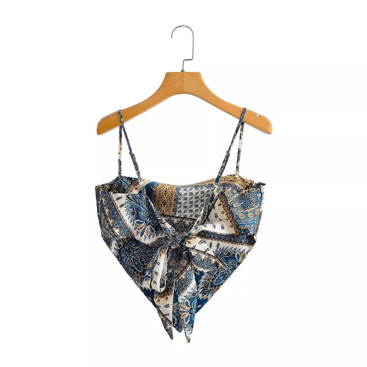 Dame Bandeau Top med legende vintage-tryk Stilla