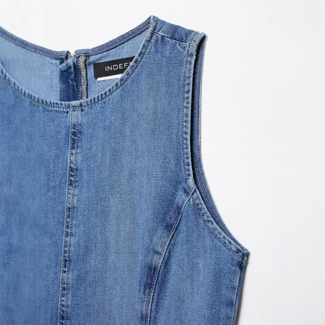 Femme A-linje Denim Tunika Kjole Stilla