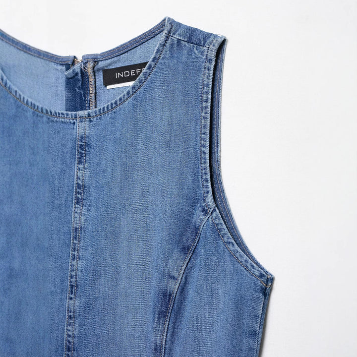 Femme A-linje Denim Tunika Kjole Stilla