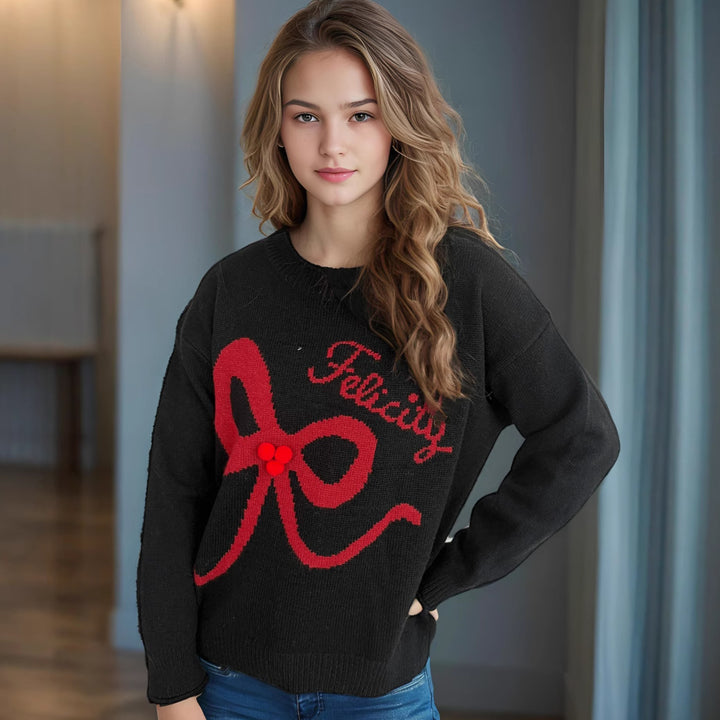 Kvinders afslappede sweater med legende sløjfe motiv og blødt materiale Stilla