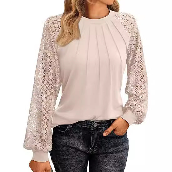 Dame skjorte med elegante spidsærmer og plisseret look Stilla