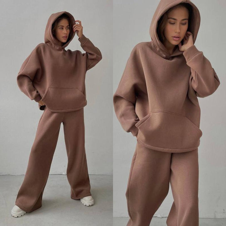 Dame afslappet og oversized hoodie sæt med løst skårne bukser Stilla