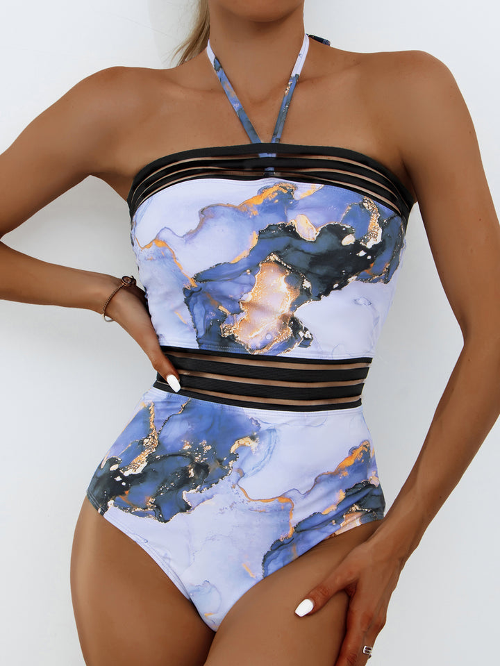 Dame High-Waist Badedragt med elegante striber og moderne accenter Stilla