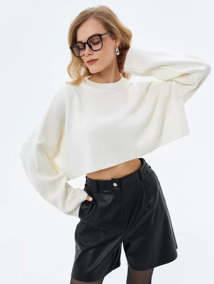 Dame Crop-Pullover med brede ærmer og afslappet snit Stilla