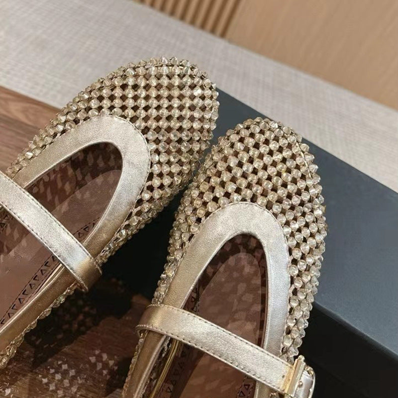 Femme Strass-besmykkede Mary Jane Flats Stilla