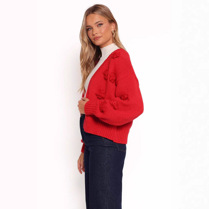 Kvinders cardigan med blomsterdesign og voluminøse ærmer Stilla