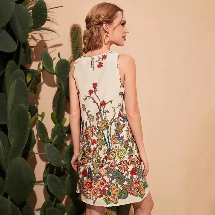Dame blomsterprint A-linie mini kjole Stilla